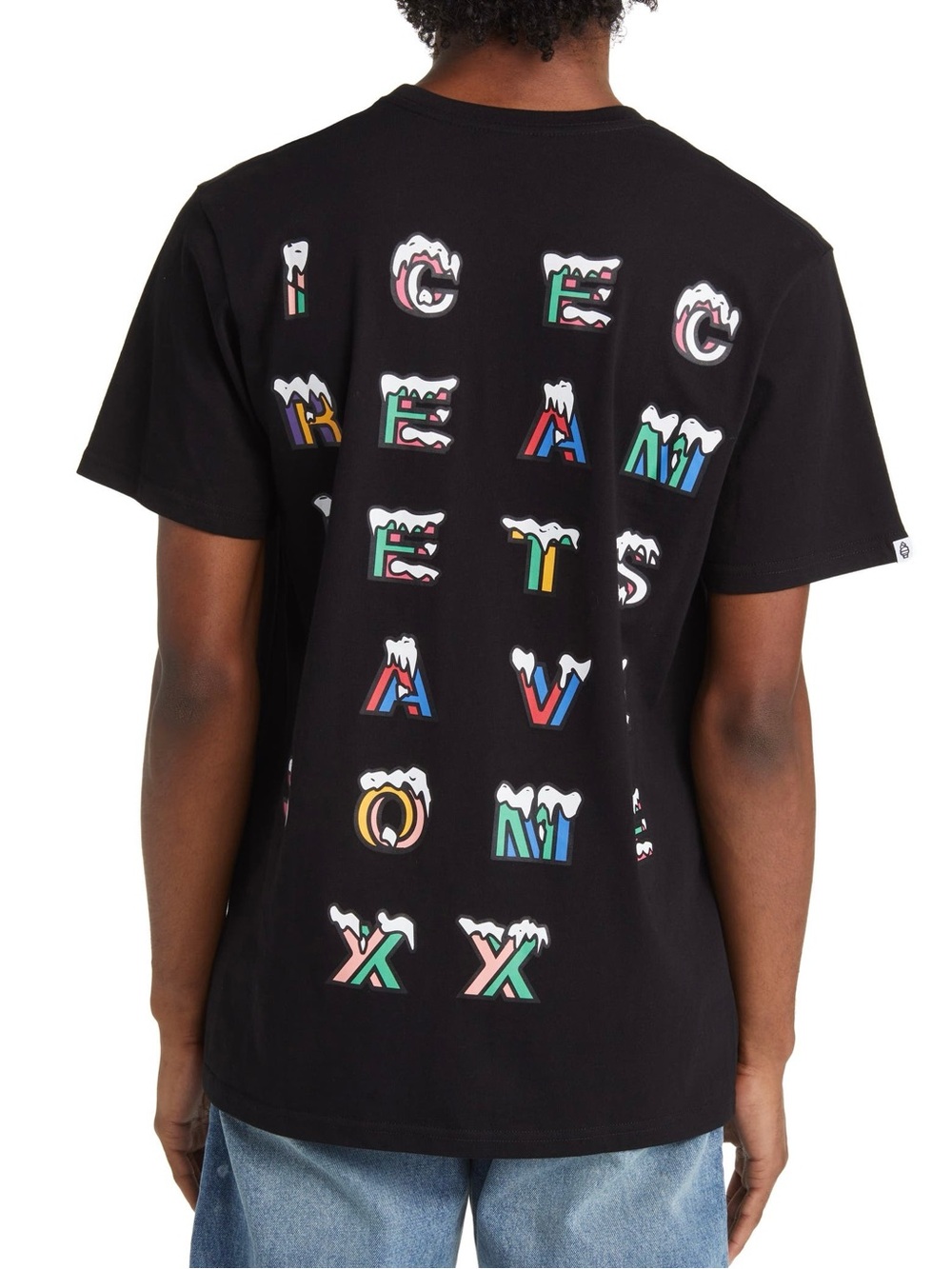 Icecream 100% Cotton Black Short-Sleeve Tee with Multicolor Logo Size 3X